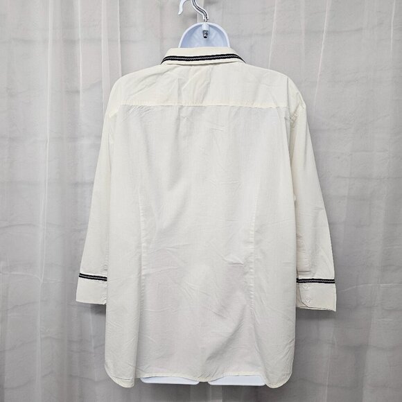 Vintage Chico's Off White Pintuck Blouse Boho Classic 3 (XL) - Picture 7 of 11